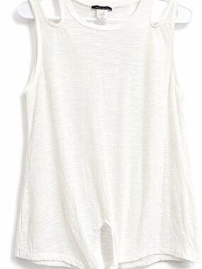 White Birch Ivory Tie Front Shoulder Cutout Tank Top Small
